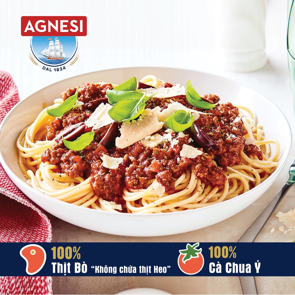 3 hũ sốt cà chua thịt bò bằm Agnesi Ý bolognese 400g