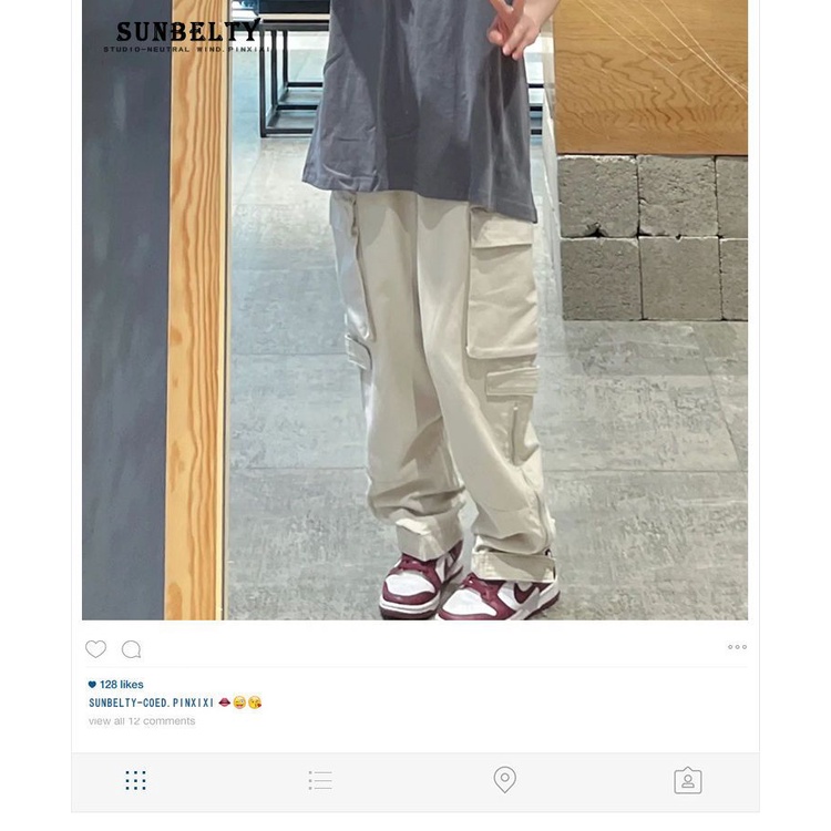 Quần Thể Thao Ống Rộng Thời Trang Retro Đường Phố Mỹ Cá Tính Cho Nam Nữ