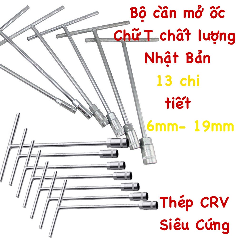 Bộ cần mở ốc chữ T thép CRV Kapusi Nhật Bản 13 chi tiết 6 mm - 19 mm