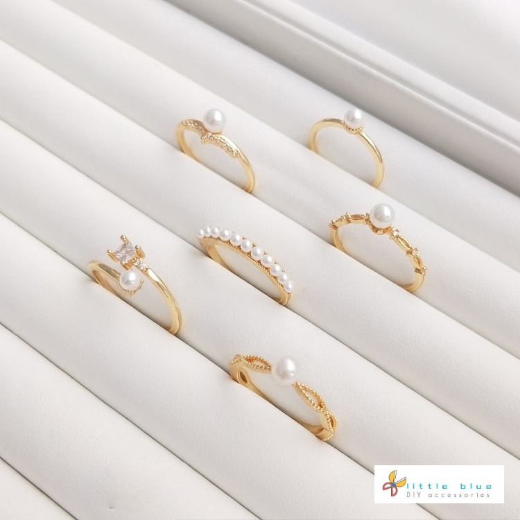 [Little Blu] Vòng Đỡ Nhẫn Bằng Đồng 14K Đính Ngọc Trai Siêu Sang Trọng Phong Cách Nhật Bản Sang Trọng