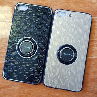 Ốp lưng iphone 7 plus / 8 plus viền dẻo lưng nhôm kèm iring xoay cao cấp