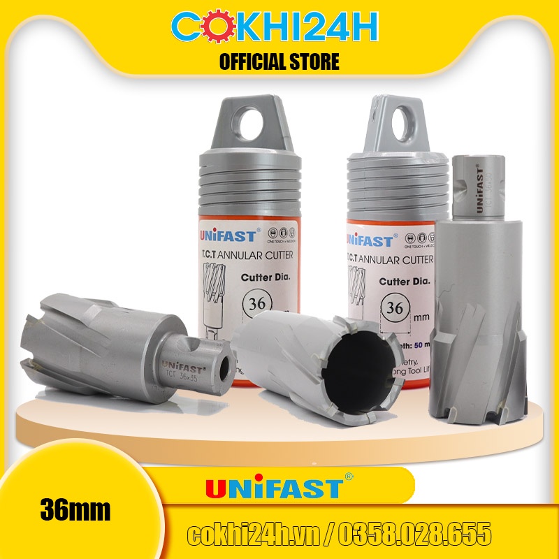 Mũi khoan từ rút lõi phi 36mm Unifast HSS 36x25 / TCT 36x35 / TCT 36x50