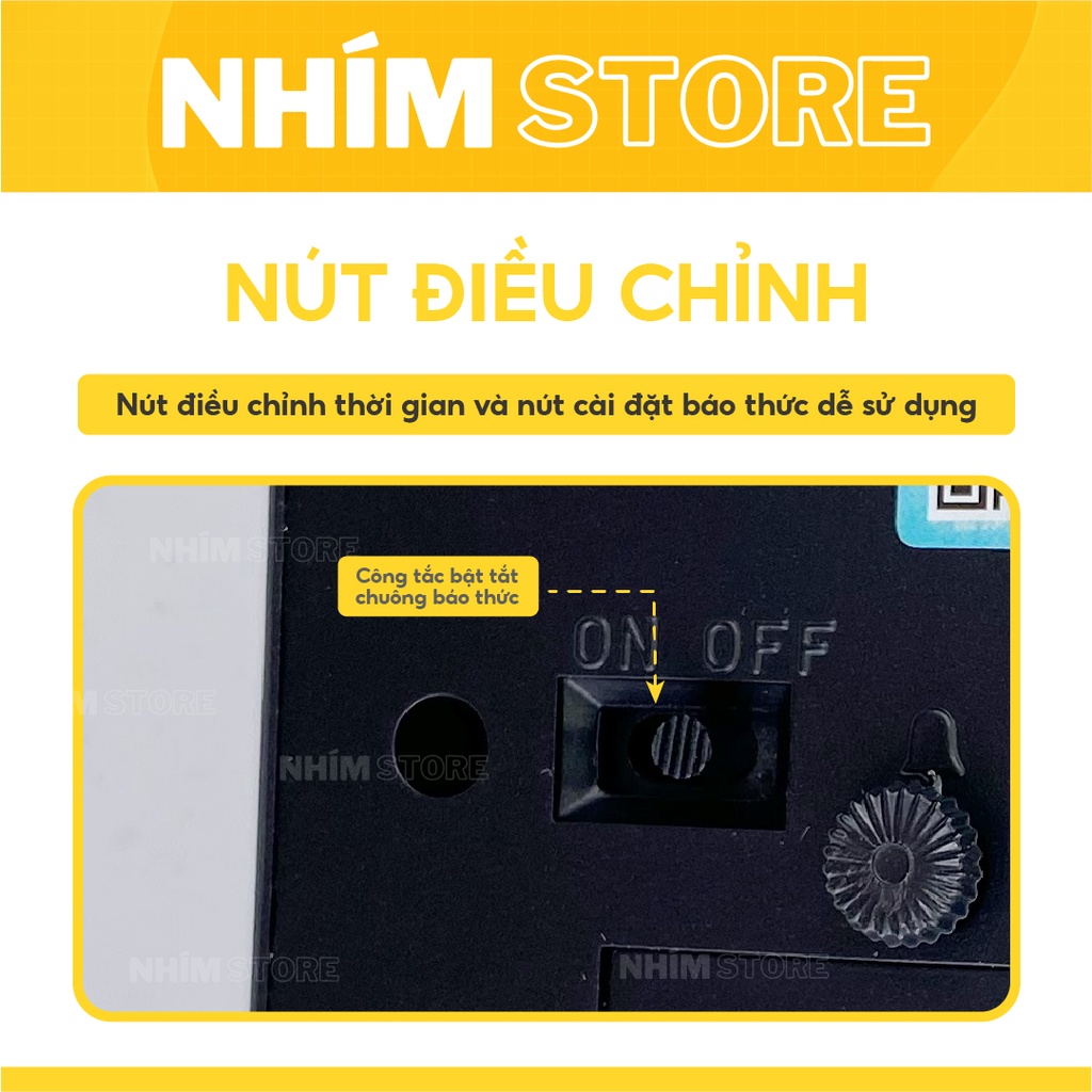Đồng hồ báo thức để bàn làm việc xoay dọc 180 độ - Đồng hồ Báo thức Nhím Store chuông kêu to giá rẻ