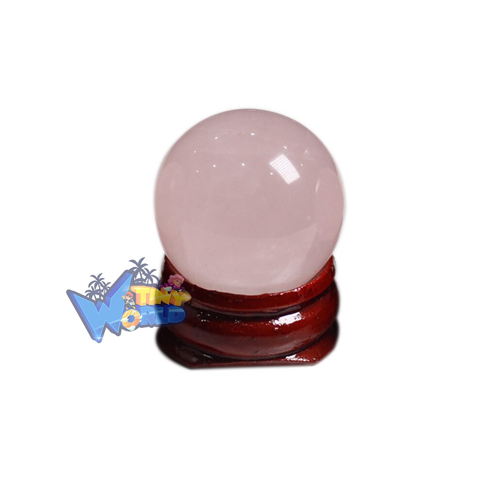 Quả Cầu Đá Phong Thủy Pha Lê Hồng Rose Quartz 3cm Đen có Đế chân đặt Đẹp