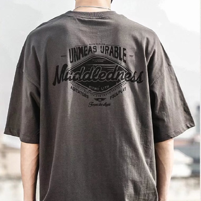 Áo Thun Nam Tay Ngắn Dáng Rộng Phong Cách Hip Hop Hàn Quốc Size M-5XL