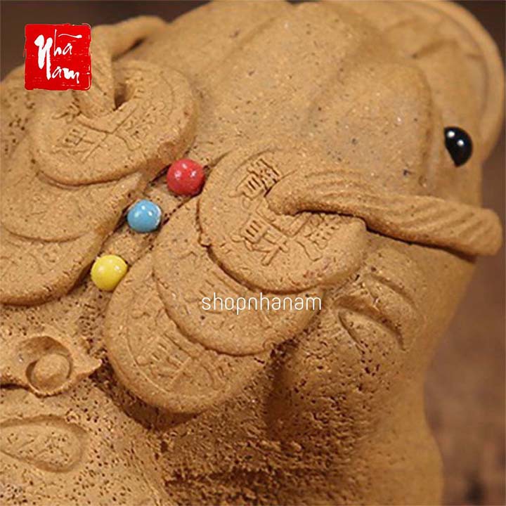 Tượng thiềm thừ cóc tài lộc gốm tử sa trang trí nhà cửa phụ kiện cóc trang trí bàn trà