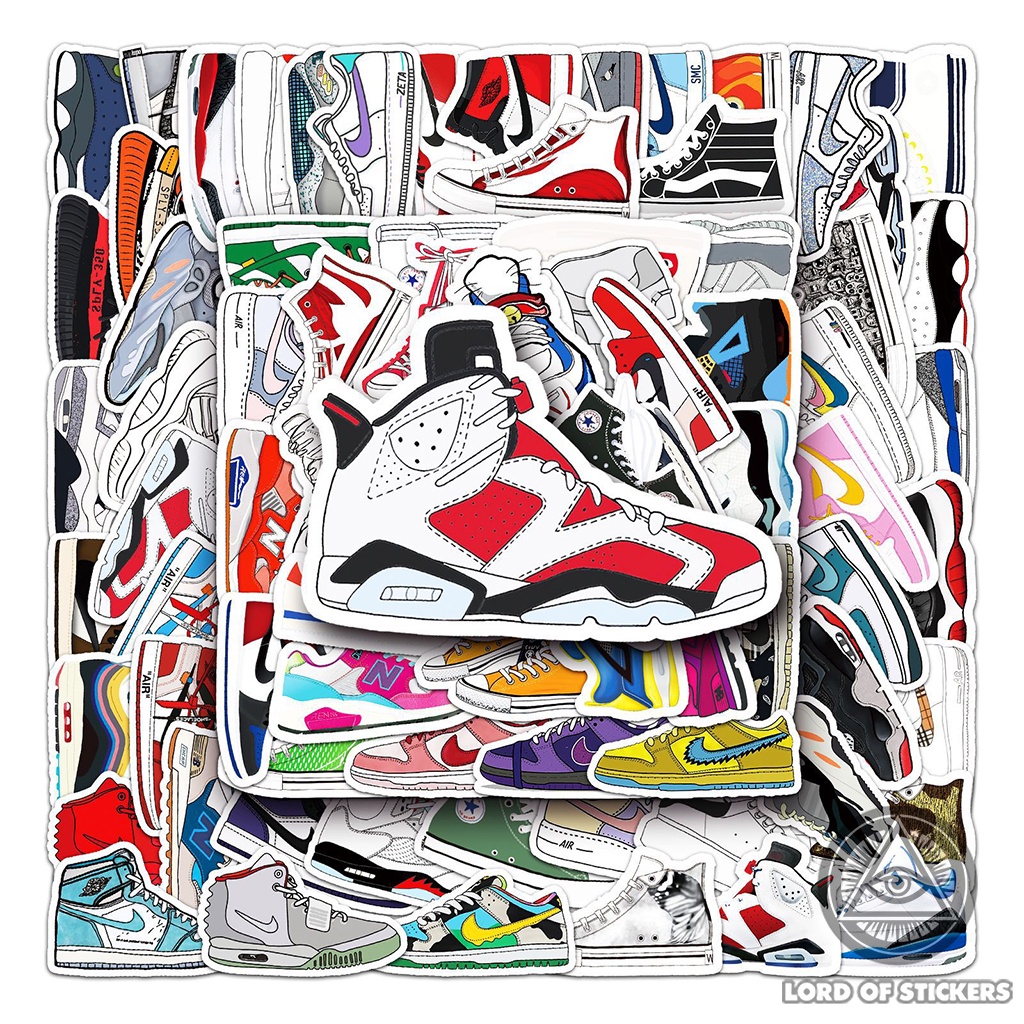 Set 84 Hình Dán Sneaker Sticker Họa Tiết Giày Thể Thao Chống Thấm Nước Dán Mũ Nón Bảo Hiểm, Laptop, Vali, Ván Trượt, Sổ