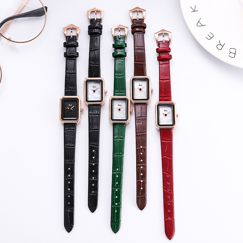 Đồng hồ GEDI 51011 thời trang mặt chữ nhật mạ vàng chống nước