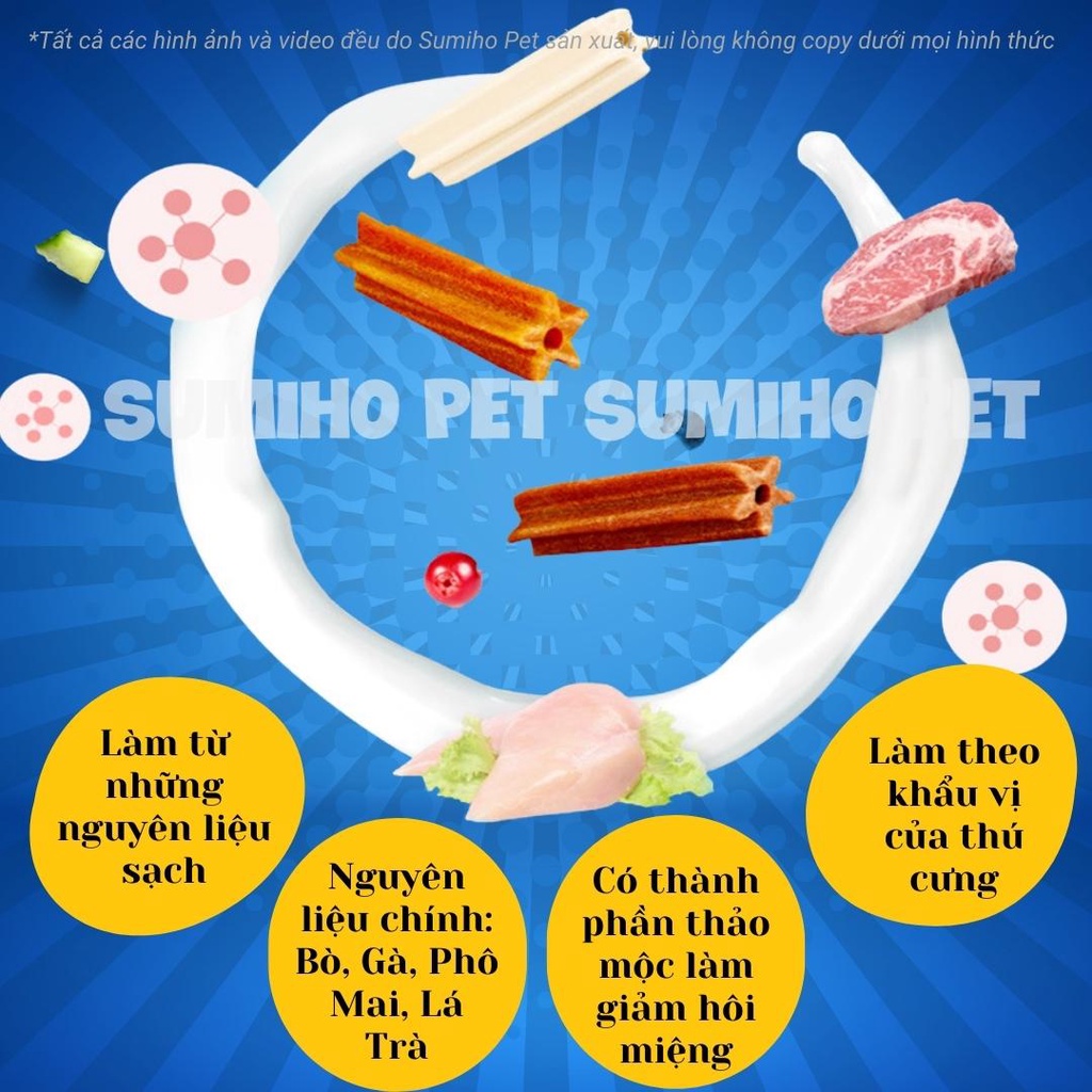 Xương gặm sạch răng bổ sung dinh dưỡng cho chó vị bò nướng và phô mai (hộp 220gr)