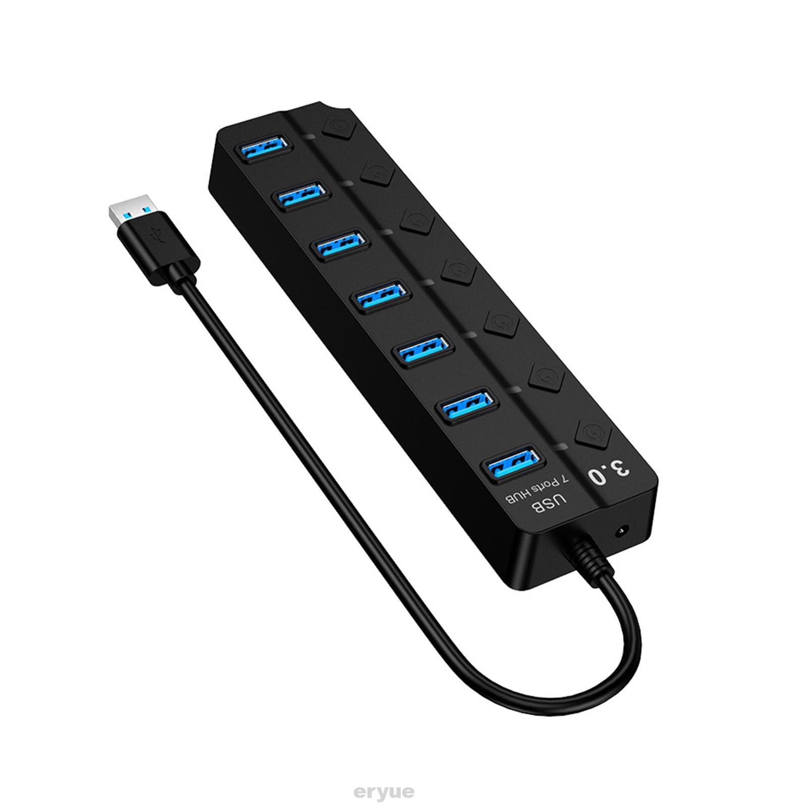 Portable Computer Accessories Expansion Home Office 7 Port With Individual Switch 5Gbps High Speed USB Hub 3.0 Splitter