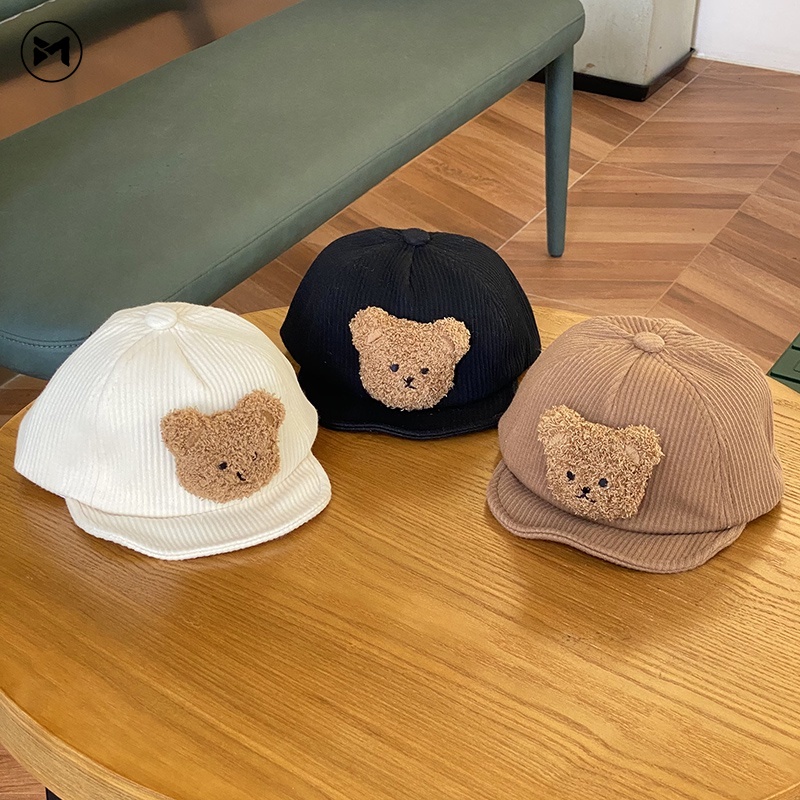 Mũ Nhung Mềm Mại Hình Gấu Nổi Thời Trang Mùa Thu Cho Bé Trai Và Gái 6 Tháng-3 Tuổi