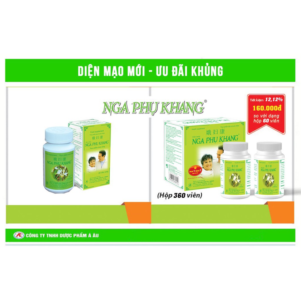 [MỚI] Nga Phụ Khang (Hộp 360 Viên) - Giúp giảm u xơ tử cung, u nang buồng trứng ở nữ, phòng ngừa u tuyến tiền liệt ở nam
