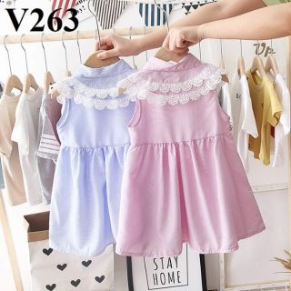 Váy xòe phối ren bé gái