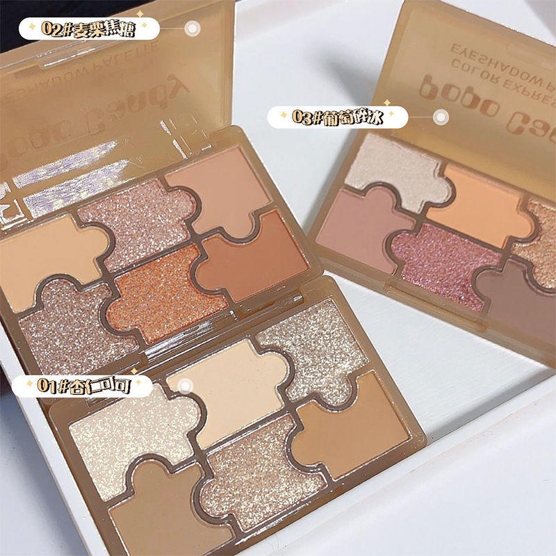 Bảng Phấn Mắt MISS LARA 6 Màu Tông Đất Lấp Lánh Lâu Trôi