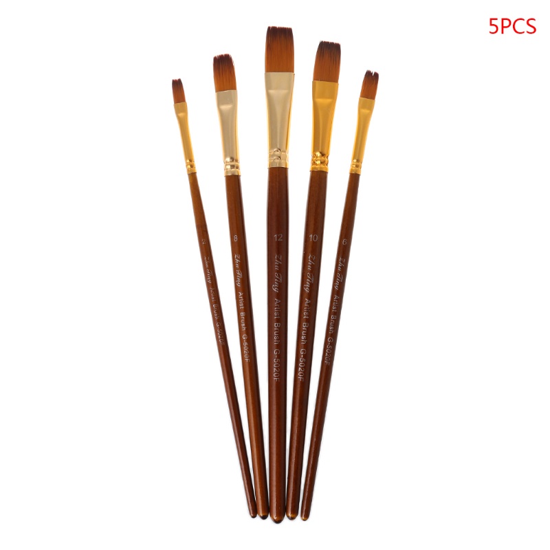 Bộ 5 Cọ Vẽ Tranh Sơn Dầu Màu Nước DIY Cán Gỗ H Nylon