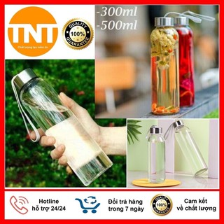 Combo 10 chai thủy tinh nắp nhôm có dây xách 300ml -500ml