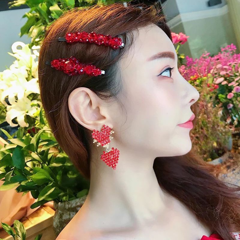 Kẹp Tóc Hình Hoa Bốn Cánh Bằng Hợp Kim 5 Màu Tùy Chọn Cho Nữ