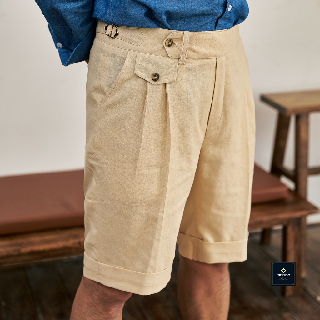 Quần short đũi nam chất ultra linen cạp sidetab co giãn mã LINEN01