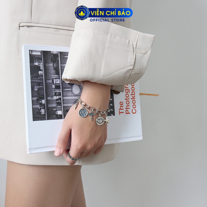 Lắc tay bạc nữ dây xích xoắn nhiều charm chất liệu bạc Thái 925 thời trang phụ kiện trang sức nữ Viễn Chí Bảo L000066