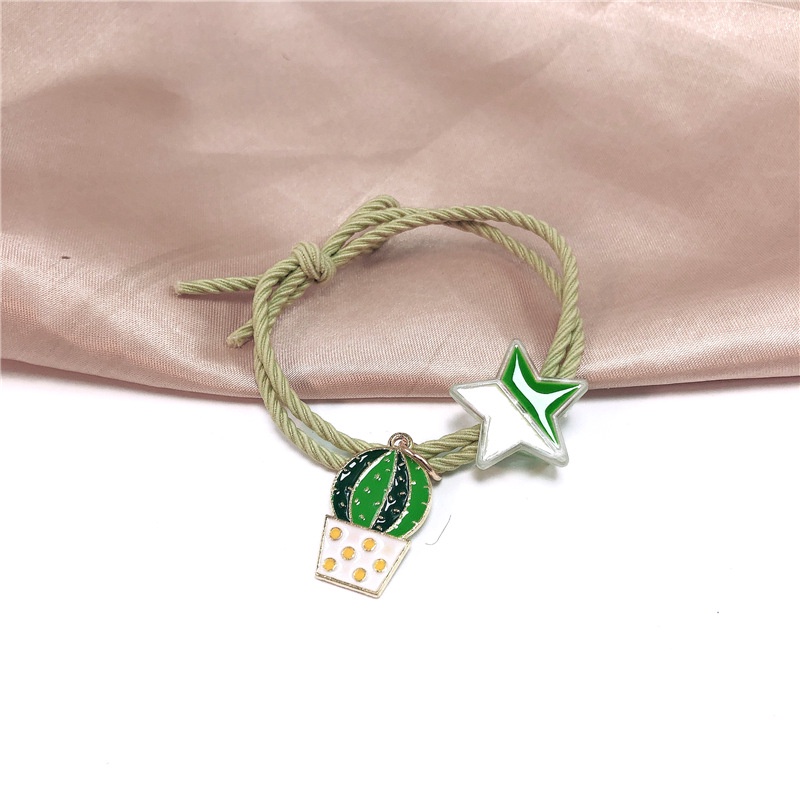 Dây Buộc Tóc Cao Su Co Giãn Đính Hoa Màu Cầu Vồng Xinh Xắn Cho Nữ