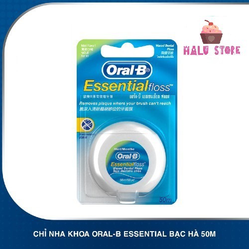 Chỉ Nha Khoa Cao Cấp Nhập UK Oral-B Essential Floss bạc hà 50m - UK