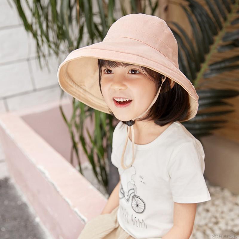 Nón Bucket màu trơn dễ thương cho bé