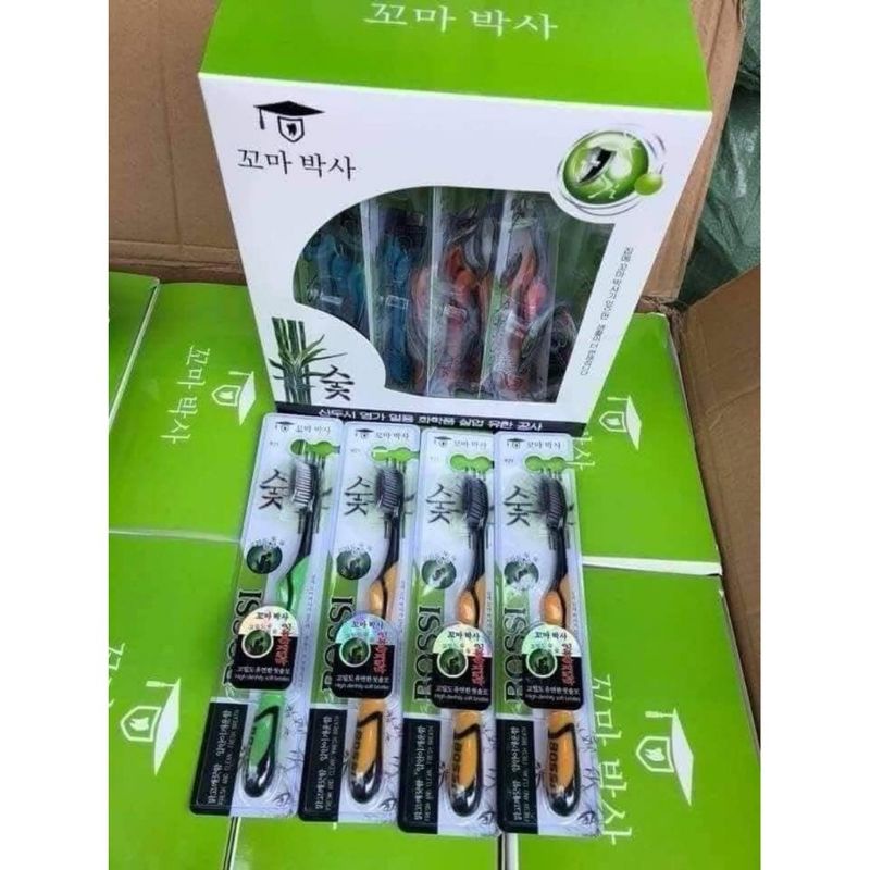 Hộp 30 Chiếc Bàn Chải Đánh Răng Than Tre Hoạt Tính Bossi Hàn Quốc