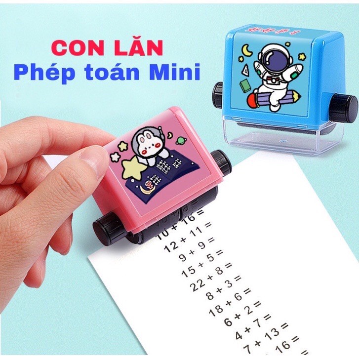 (KÈM 1 LỌ MỰC)_Máy in con lăn tạo phép tính cộng trừ,con lăn tạo phép tính đơn giản ra bài tập cho bé học toán nhanh