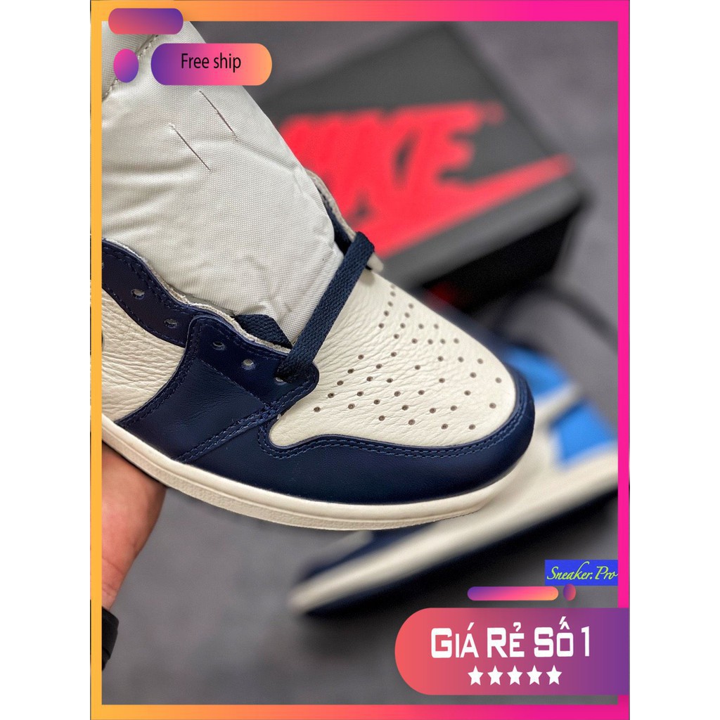 (FULL BOX + QUÀ TẶNG) Giày thể thao AIR Jordan 1 Retro High Obsidian UNC cổ cao dành cho nam nữ