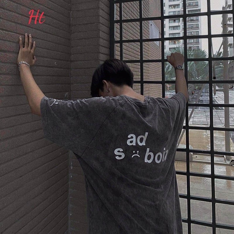 Áo thun tay lỡ loang đen Vân đá sad boiz unisex tay lỡ cho nam nữ