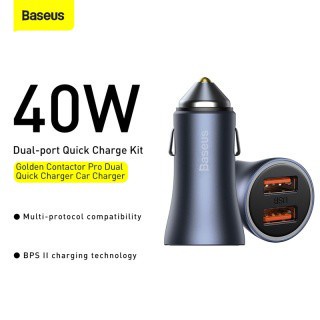 CHÍNH HÃNGBộ Tẩu củ Sạc nhanh 2 cổng USB Trên Xe Hơi ô tô 40w Baseus CCJD-A0G kèm dây type C QC3.0 Car Quick Charger