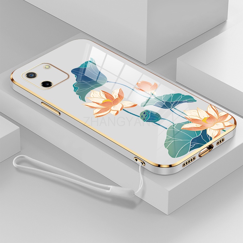Ốp lưng Realme c11 c11 2020 ốp điện thoại Realme c11 c11 2020 Ốp Điện Thoại TPU Dẻo Mạ Màu Họa Tiết Hoa Sen Sang Trọng