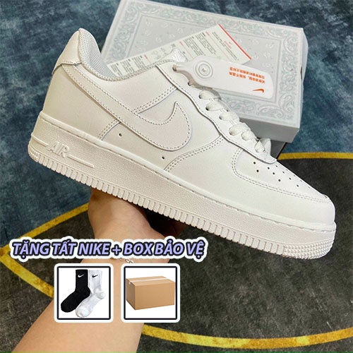 Giày_Nike air force 1 trắng, Giày thể thao nam nữ AF1 full trắng đế air bản cao cấp full box, tặng box bảo vệ