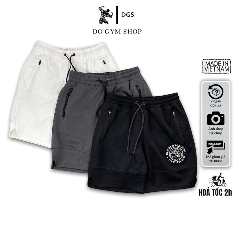 Quần short nam tập gym DO GYM SHOP logo thêu, thun poly co giãn 4 chiều thoáng mát