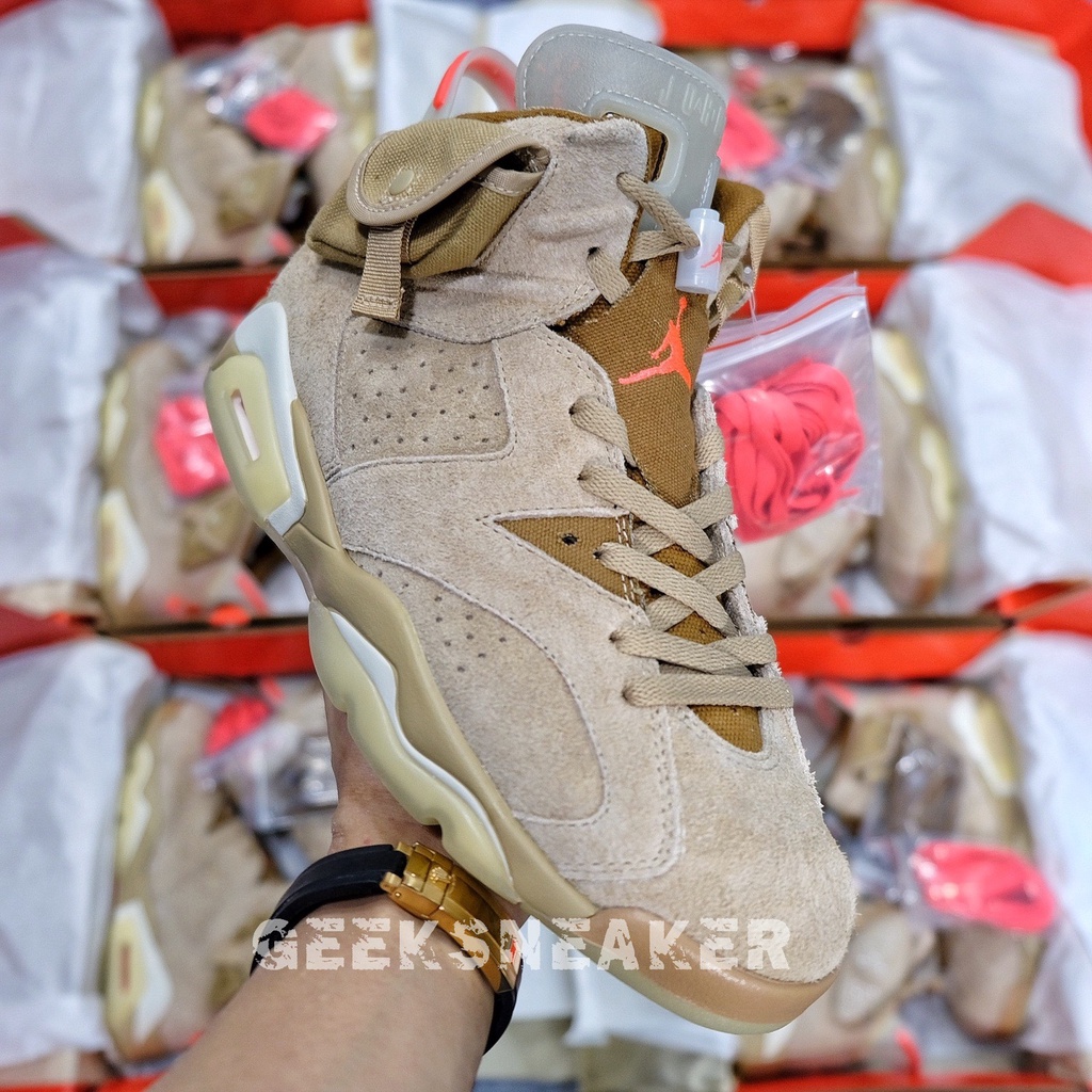 [GeekSneaker] Giày Sneaker Travis Scott x Air Jordan 6 Retro ‘British Khaki’ | BigBuy360 - bigbuy360.vn