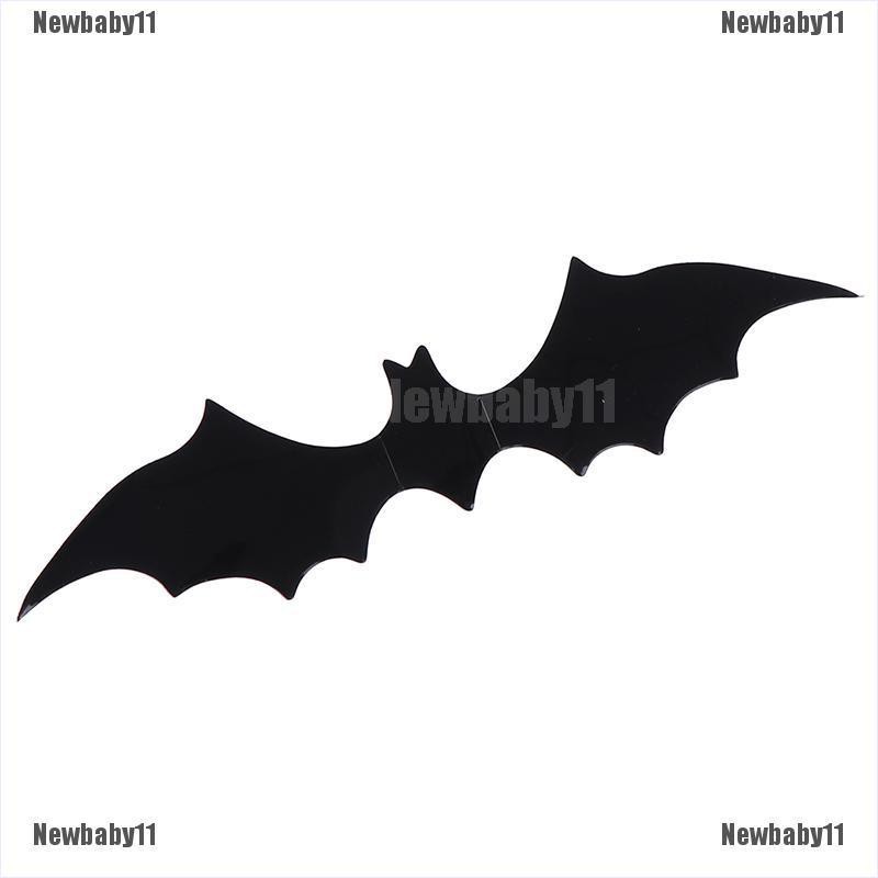 Set 12 Sticker Dán Tường Hình Dơi 3D Bằng PVC Màu Đen Trang Trí Tiệc Halloween DIY