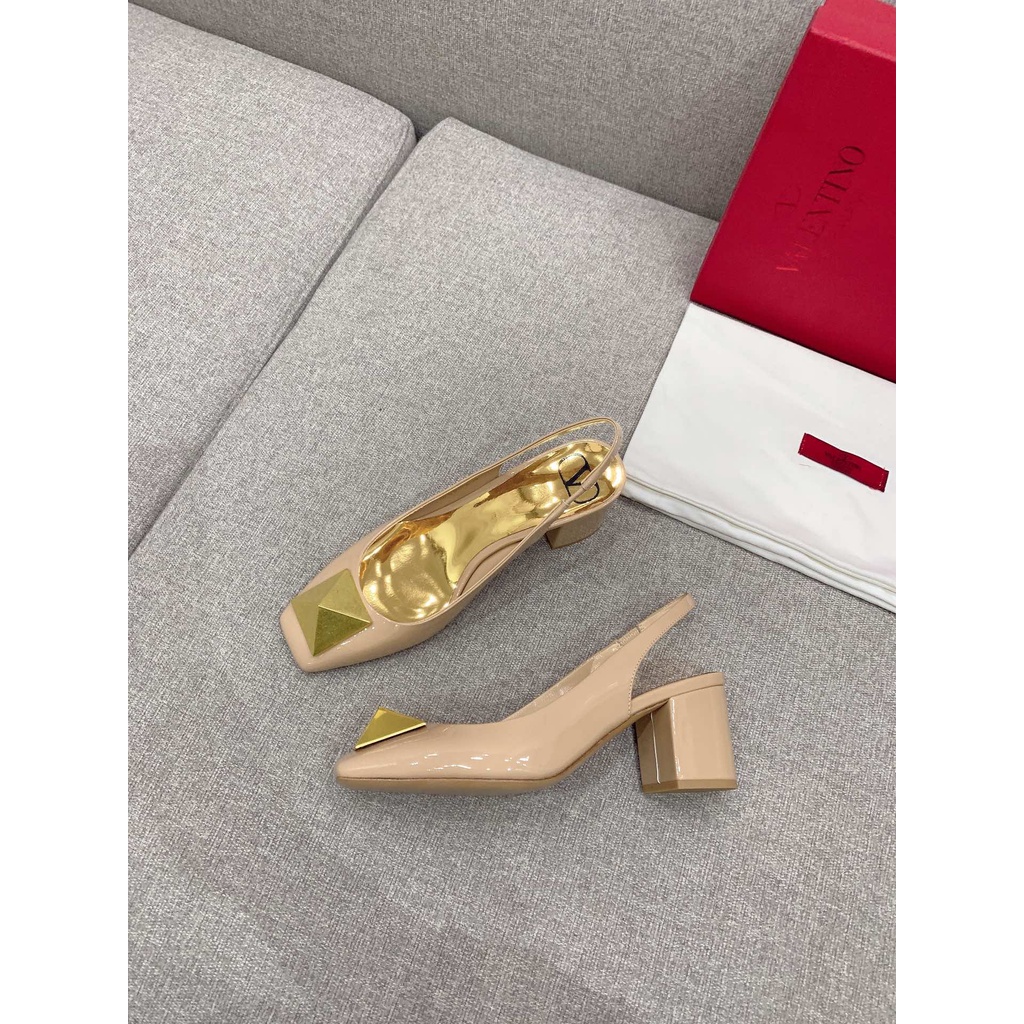 Giày cao gót nữ thời trang da thật cao cấp Valentino kiểu dáng thanh lịch, độc đáo