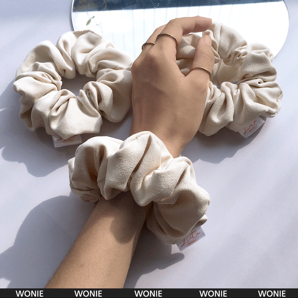 WONIE - Dây chun buộc tóc Da lộn Scrunchies Handmade