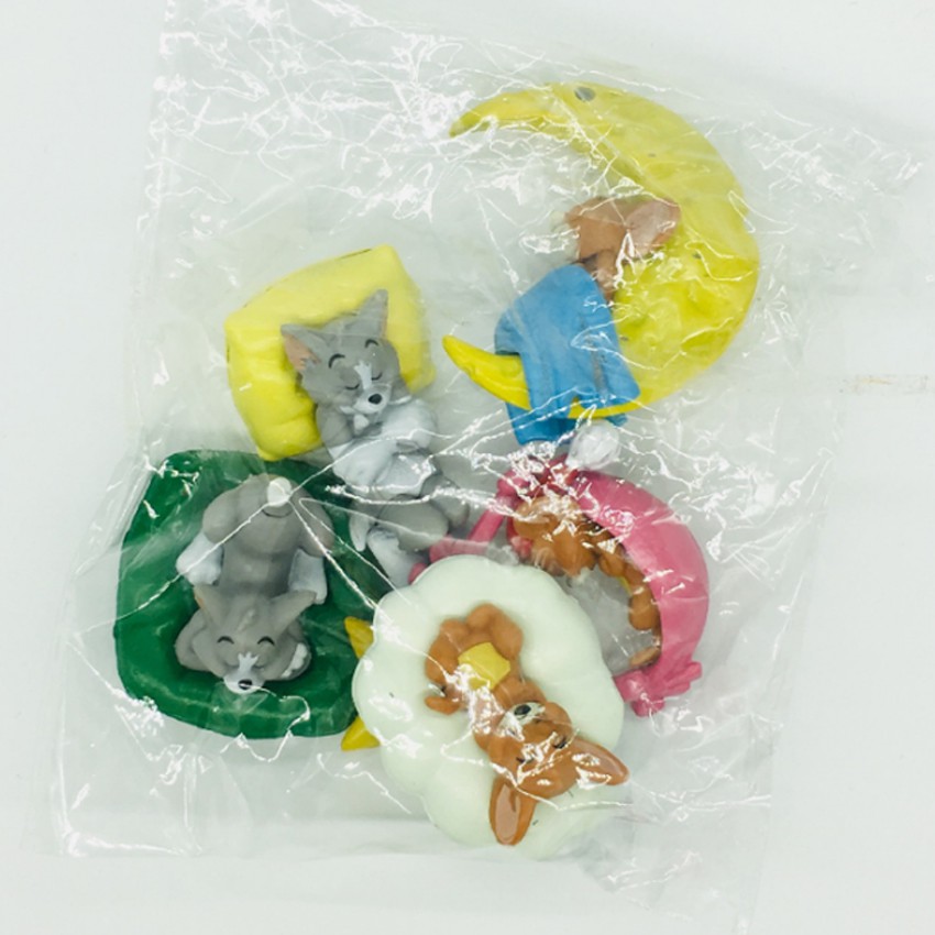 Bộ 5 mô hình trang trí Tom &amp; Jerry ngủ dễ thương (2-5 cm) bằng nhựa đặc làm đồ chơi quà tặng hoạt hình Anime giá rẻ