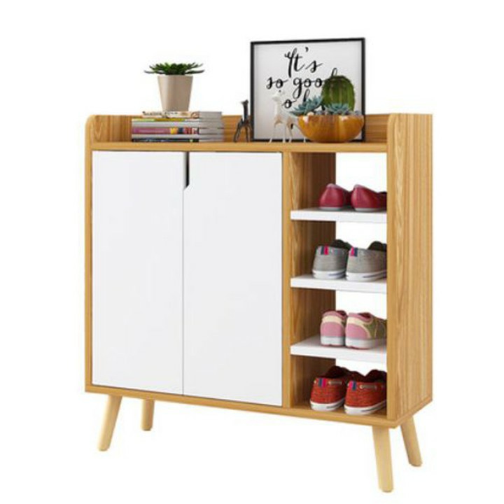 Kệ giày [Ảnh thật-Video], tủ giày dép gỗ MDF 2 cánh 4 ngăn cao cấp 82x30x87cm - ND0141