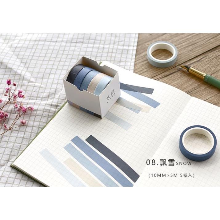Bộ 5 Cuộn Băng Dính Washi Flowertree Dùng Để Trang Trí E135