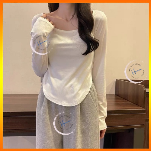 Áo Thun Nữ Dài Tay Dáng Ôm Đuôi Tôm Dày Dặn Sexy Quyến Rũ 2 Màu Đen, Trắng Hanva