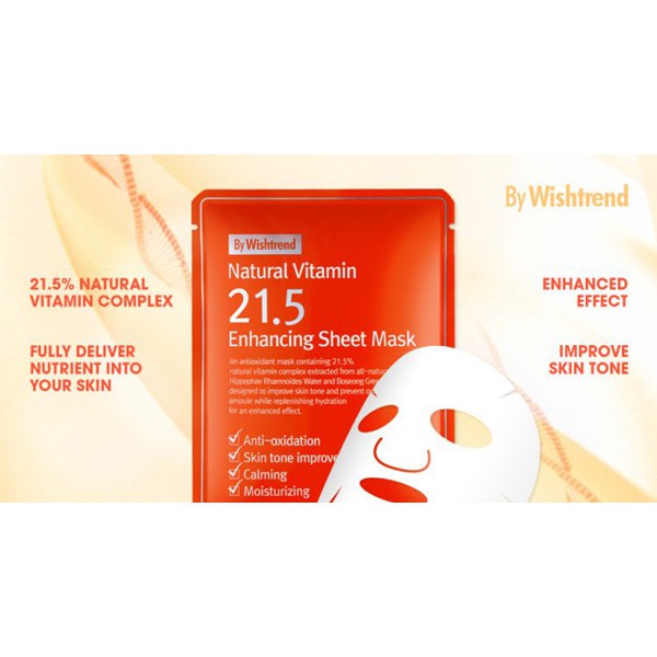 Mặt nạ 21.5 Natural Vitamin Enhancing Sheet Mask c21.5 Giấy By Wishtrend Làm Sáng Da 23ml