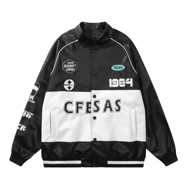 Áo Khoác Bóng Chày Da pu Phối Màu Tương Phản Kiểu Đường Phố Mỹ Thời Trang Thu Đông Cho Nam Và Nữ