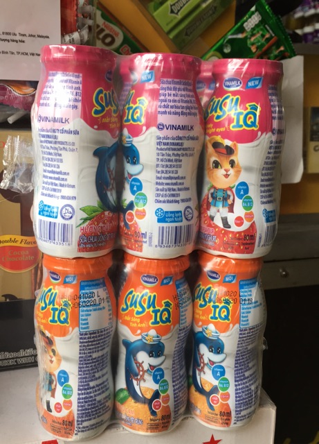 Sữa Chua Uống Susu Cam/Dâu/Táo Nho vỉ 6 lọ x80ml