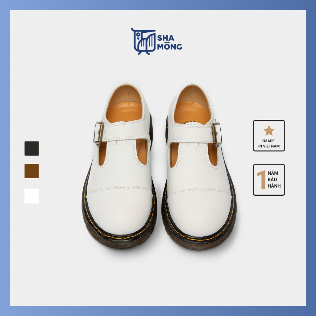 Giày loafer quai ngang da thật Shamong vintage made in Vietnam bảo hành 1 năm mã S03
