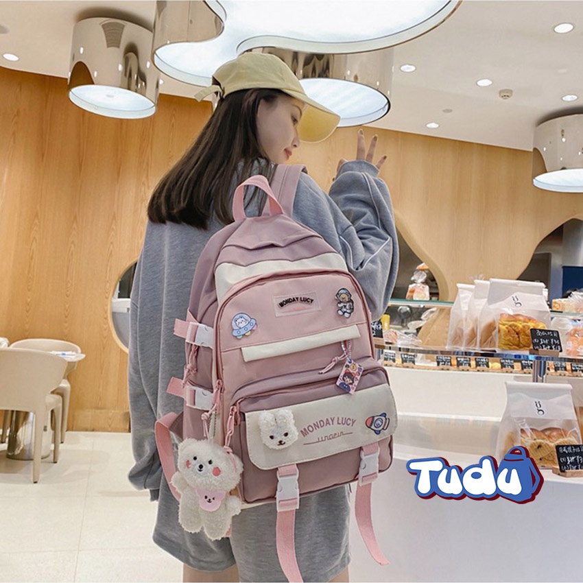 Balo Đi Học Nữ Chất Lượng, Ba Lô Phong Cách Hàn Quốc, Vải Chống Nước Cao Cấp, Đựng A4, Laptop 15 inch CN186