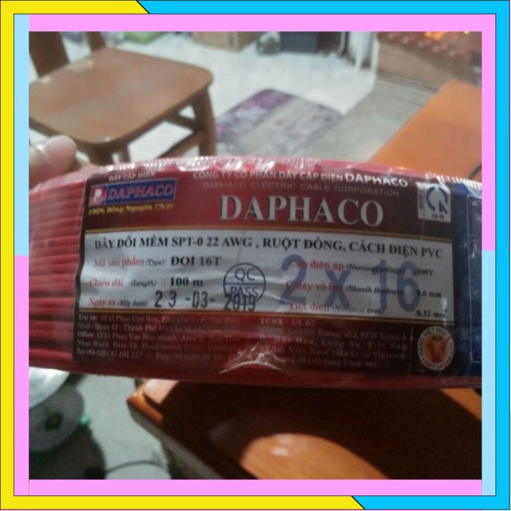 Dây Điện Đôi Mềm Daphaco 2x16 - Cuộn 100m.SALE KỊCH SÀN 50 CUỘN THÔI NHÉ