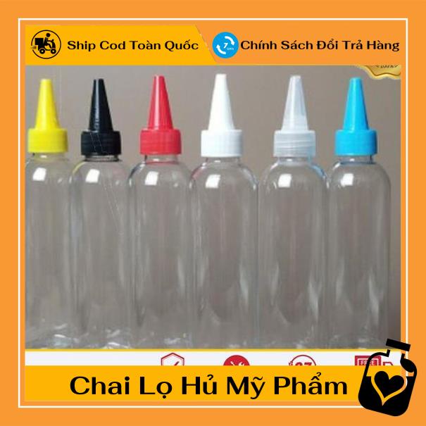 Chai Chiết Mĩ Phẩm ❤ TOP GIÁ RẺ ❤ Chai trong nắp nhọn 250ml , chai lọ mỹ phẩm , , phụ kiện du lịch