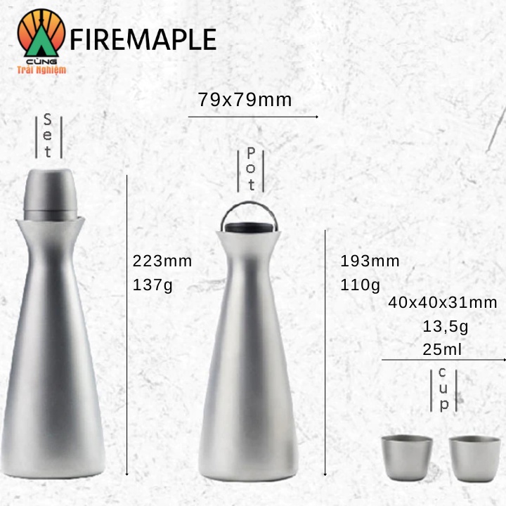 - Bình đựng rượu kèm cốc Titanium 450ml Fire Maple 450ml FMP-BINH 2